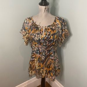 Anthro HD in Paris Peacock Primsa Blouse, 8